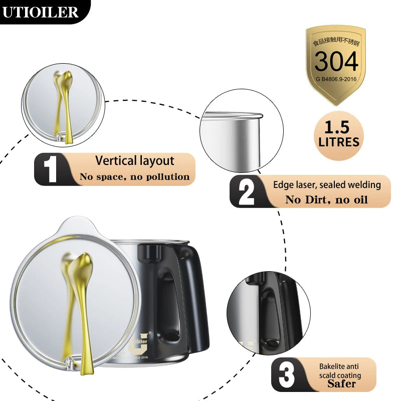 Kitchen items Oil Pot Non-hanging Oil Heat-resistant Multi-functional No-wash1.5L