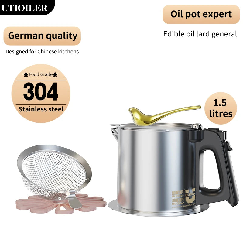 Kitchen items Oil Pot Non-hanging Oil Heat-resistant Multi-functional No-wash1.5L
