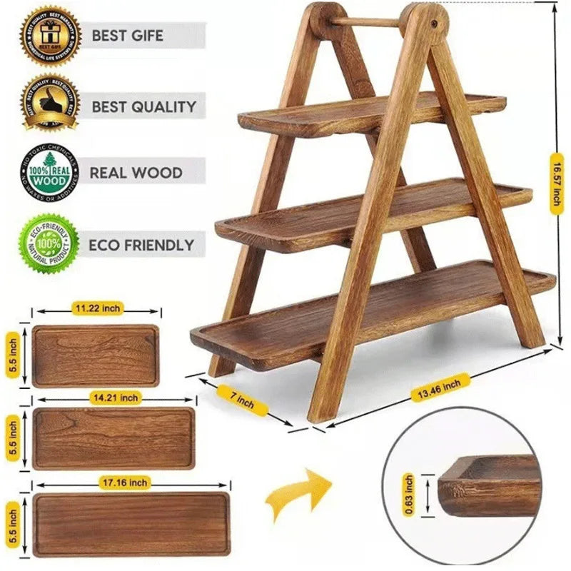 SerenityServe™ Wooden Decorative Food Serving Tray Set