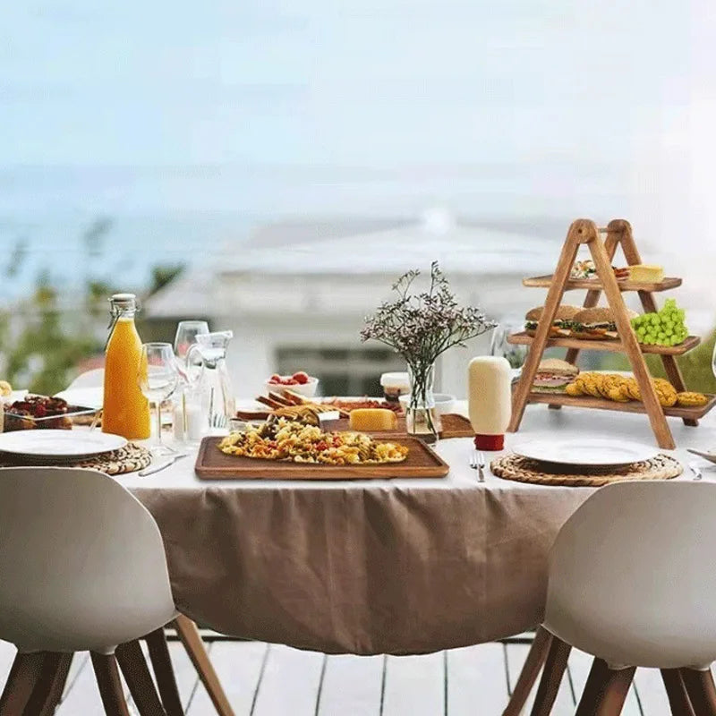 SerenityServe™ Wooden Decorative Food Serving Tray Set