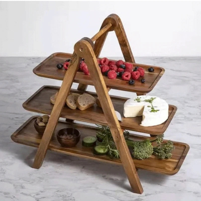 SerenityServe™ Wooden Decorative Food Serving Tray Set