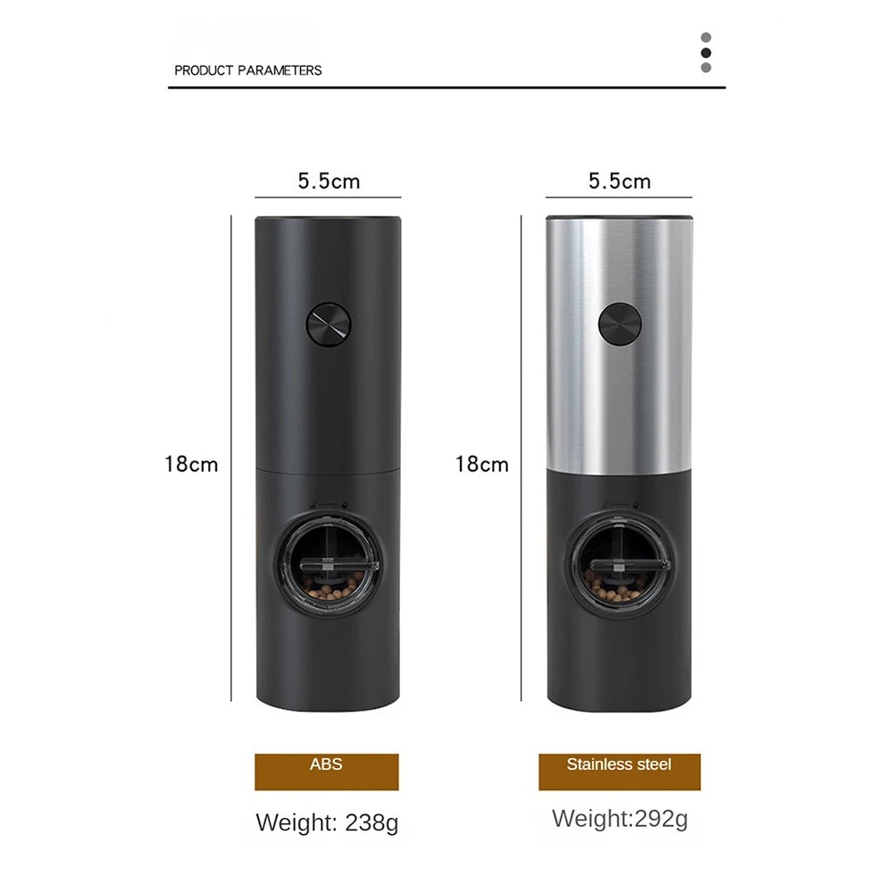 PowerGrind™ Rechargeable Stainless Steel Electric Salt and Pepper Grinder Set