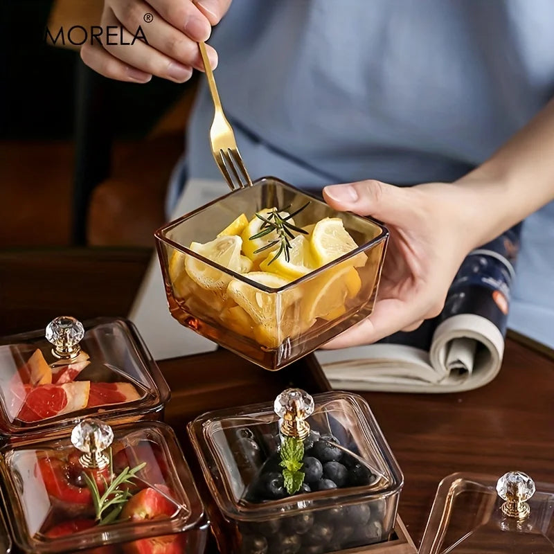 Light Luxury Compartmented Dry Fruit Plate Household Glass Fruit Snack Plate