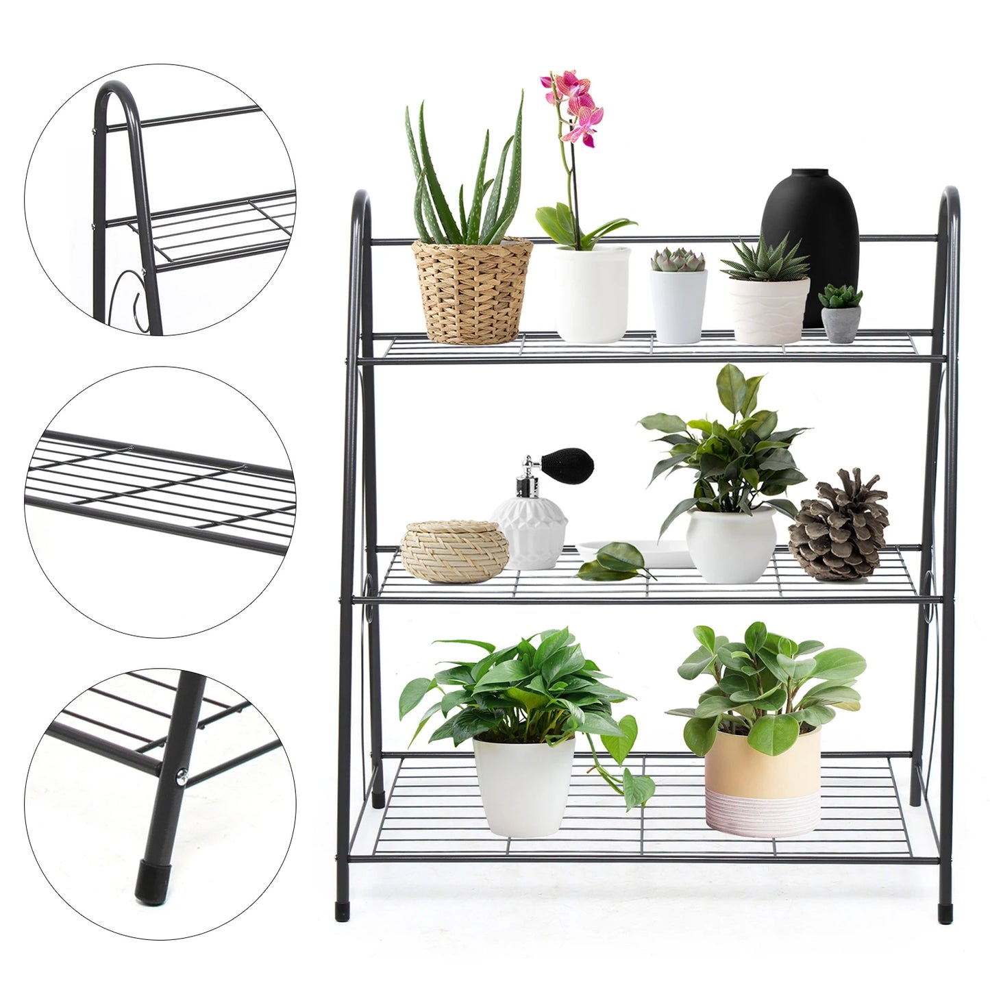 VersaFlora™ 3-Tier Metal Plant Stand and Storage Rack