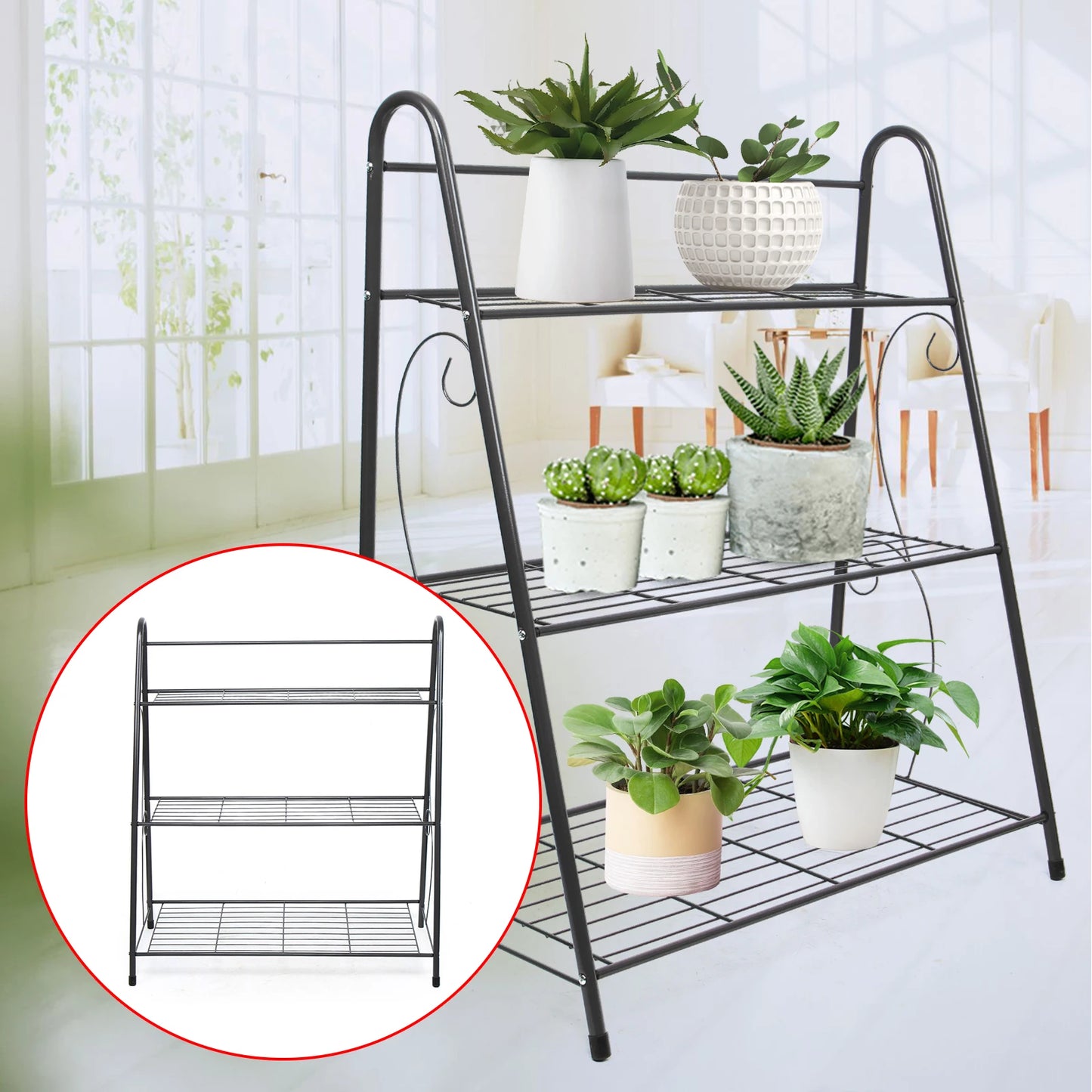VersaFlora™ 3-Tier Metal Plant Stand and Storage Rack