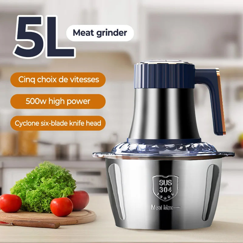 Electric Meat Grinders 5L Food Crusher 6S Stainless Steel