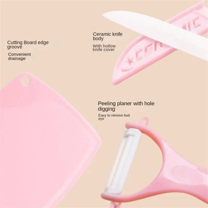 3-Piece Ceramic Cutter and Peeler Knife Set