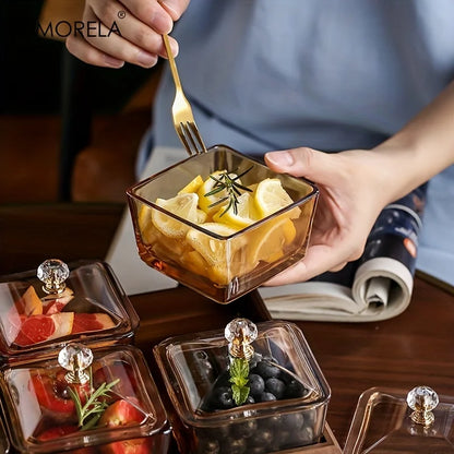 Light Luxury Compartmented Dry Fruit Plate Household Glass Fruit Snack Plate