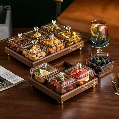 Light Luxury Compartmented Dry Fruit Plate Household Glass Fruit Snack Plate